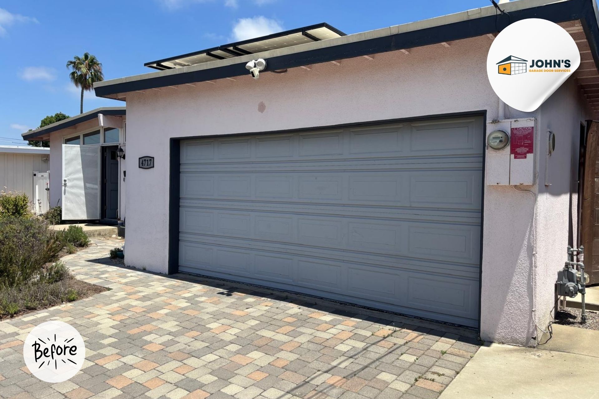 White Garage Door replacement San Diego, 92117 Before