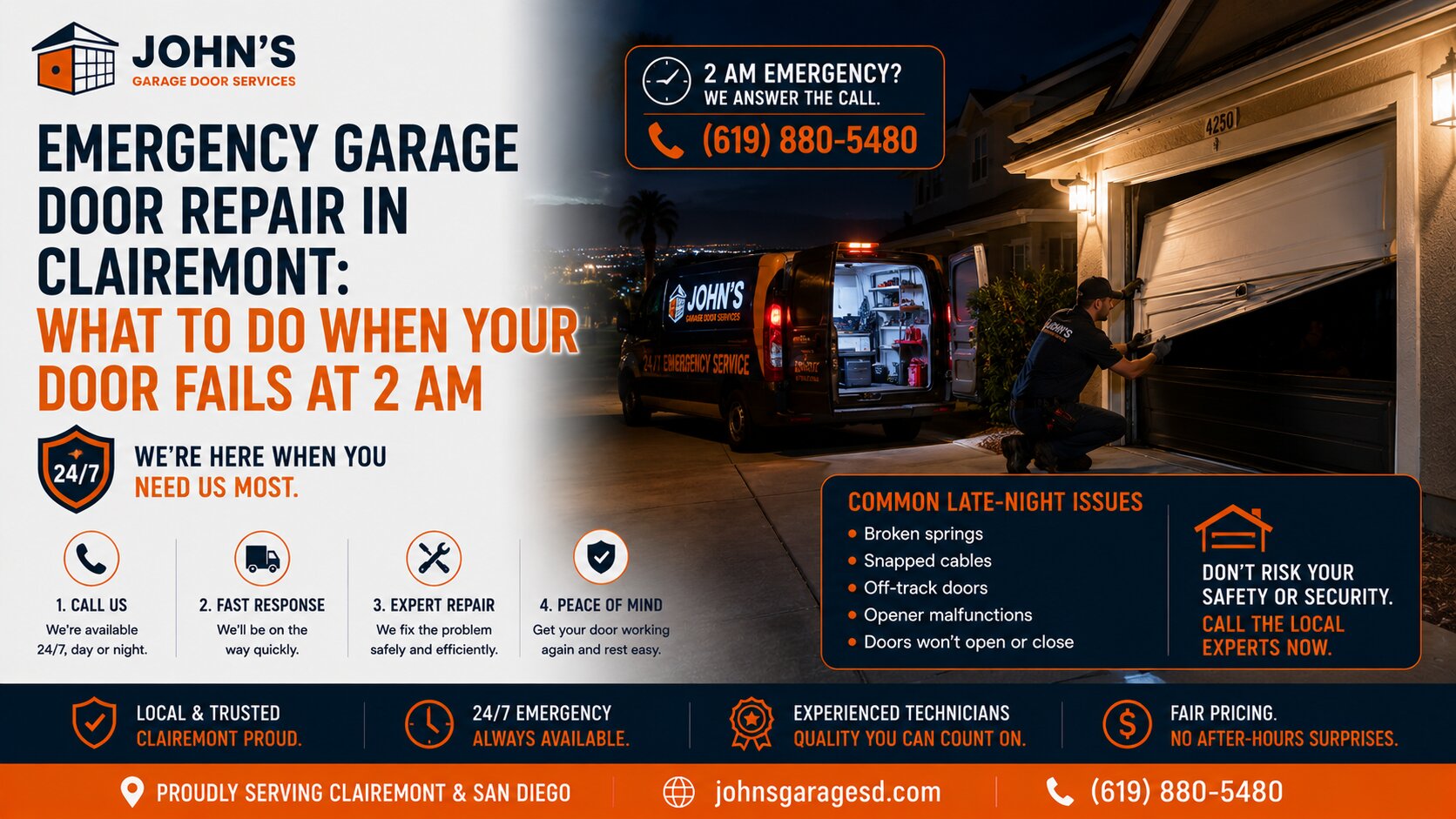 Emergency Garage Door Repair in Clairemont What to Do When Your Door Fails at 2 AM