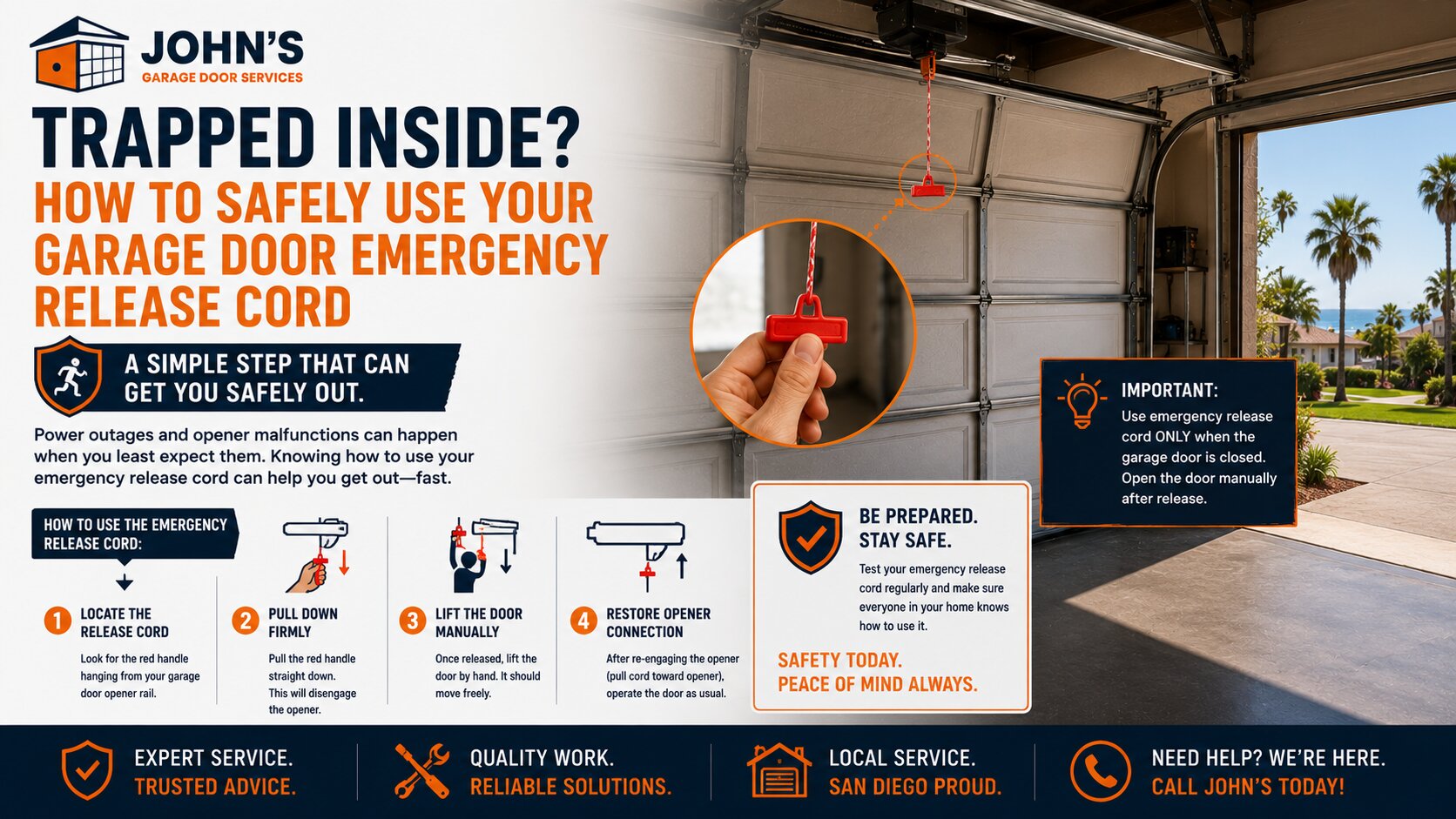 Trapped Inside How to Safely Use Your Garage Door Emergency Release Cord