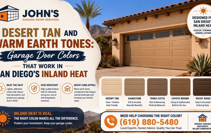 Desert Tan and Warm Earth Tones: Garage Door Colors That Work in San Diego's Inland Heat