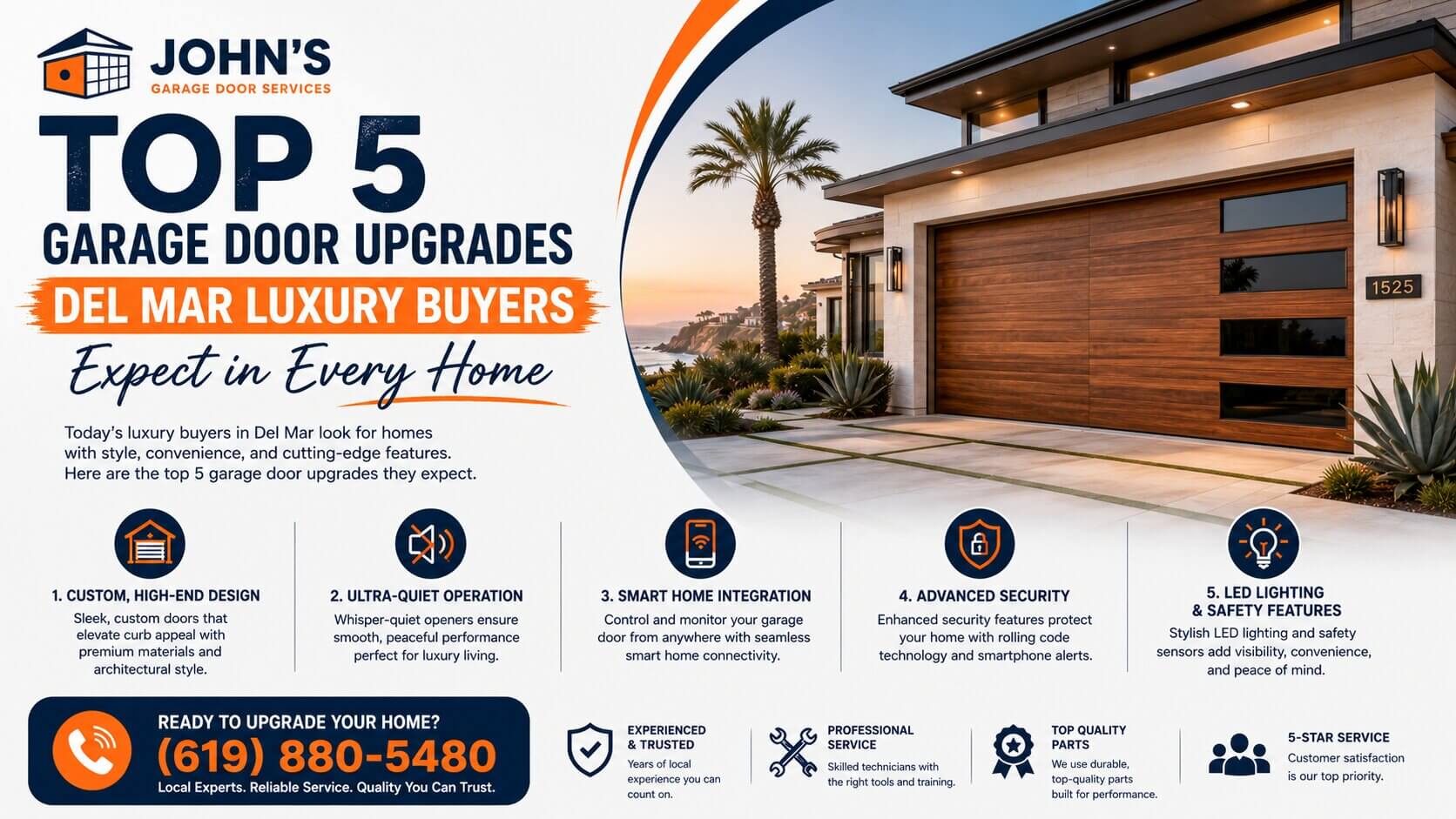 Top 5 Garage Door Upgrades Del Mar Luxury Buyers Expect in Every Home