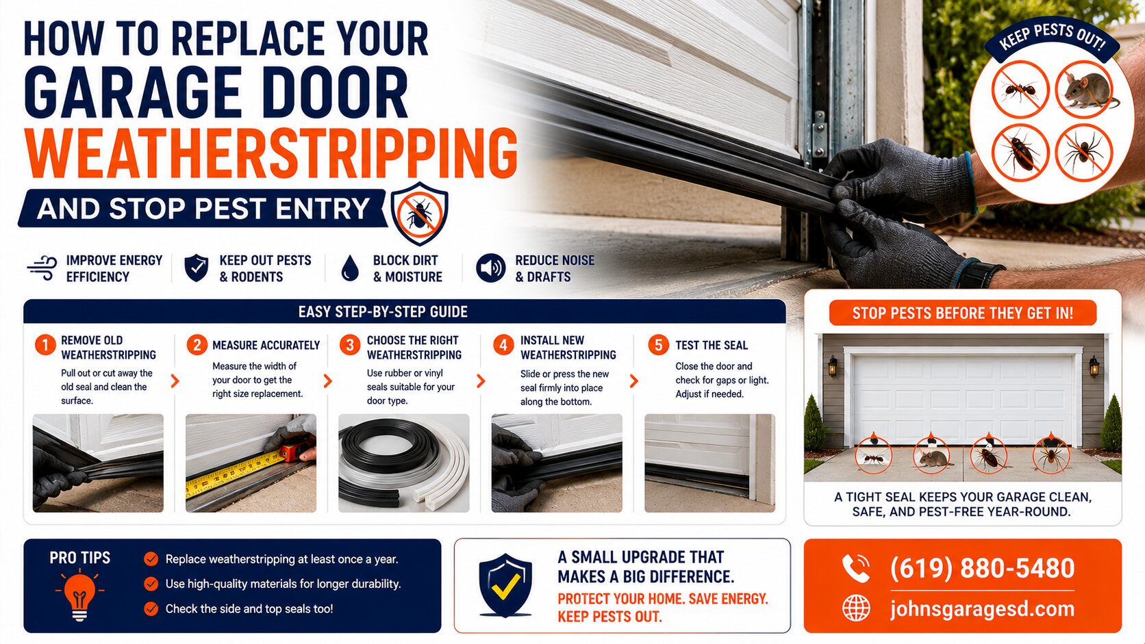 How to Replace Your Garage Door Weatherstripping and Stop Pest Entry