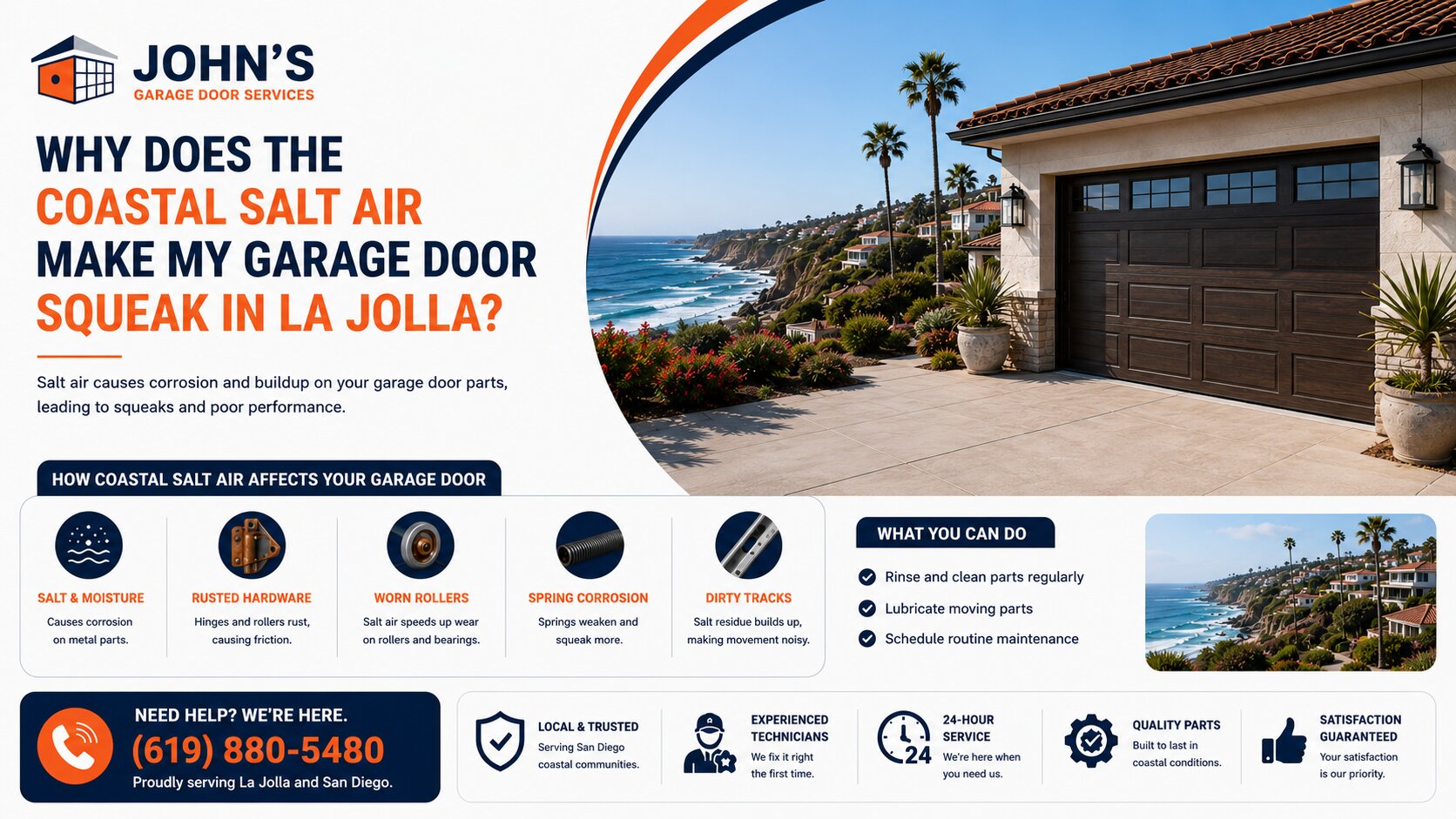 Why does the coastal salt air make my garage door squeak in La Jolla