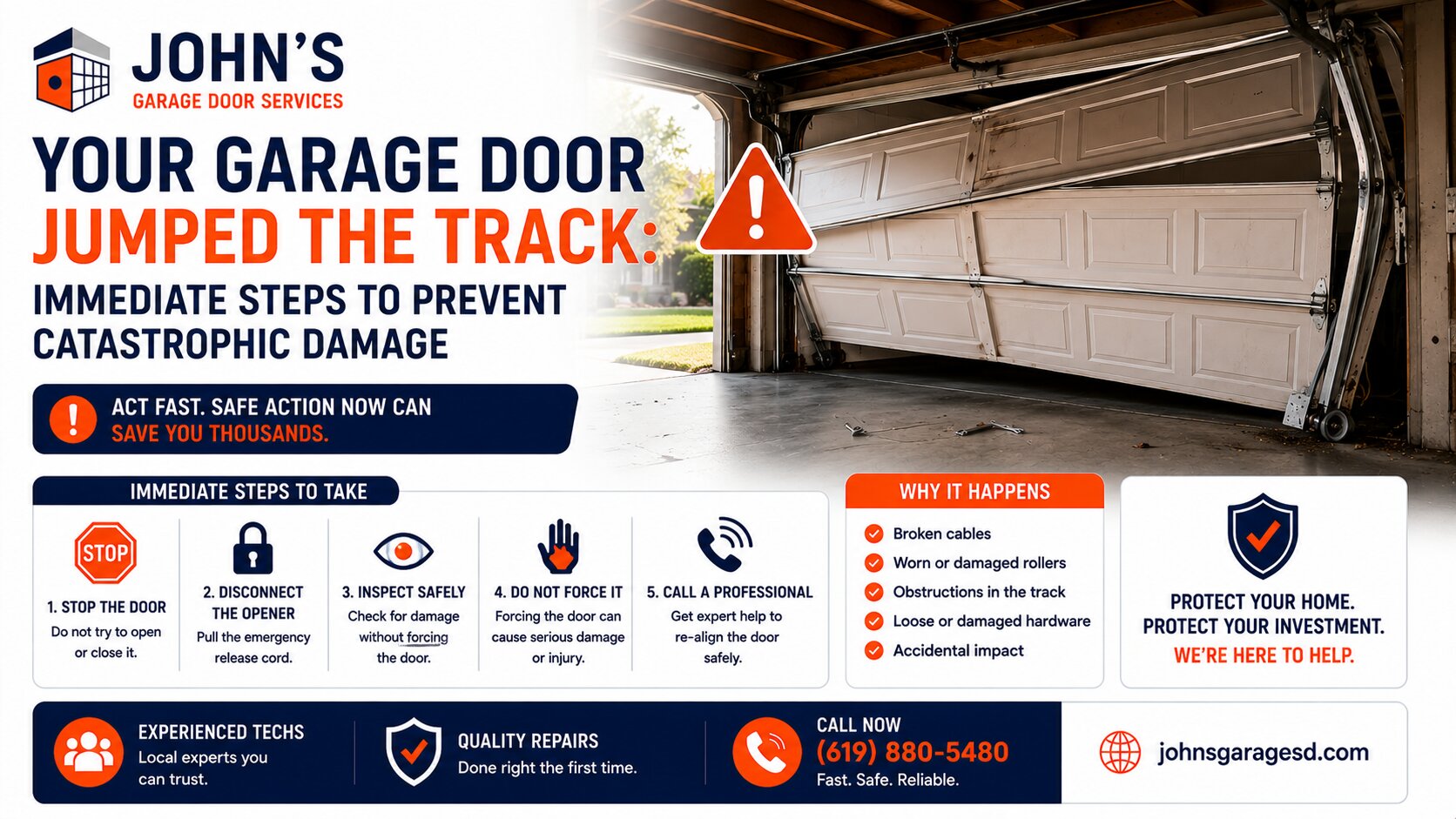 Your Garage Door Jumped the Track Immediate Steps to Prevent Catastrophic Damage